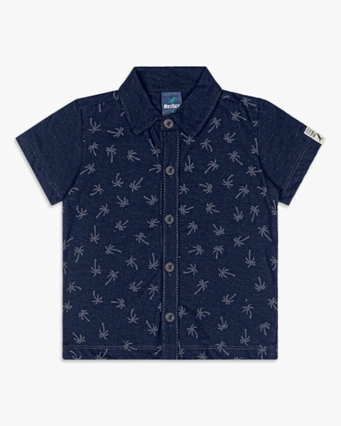 Camisa Infantil Menino Manga Curta Estampada - ReiRex - Oxford