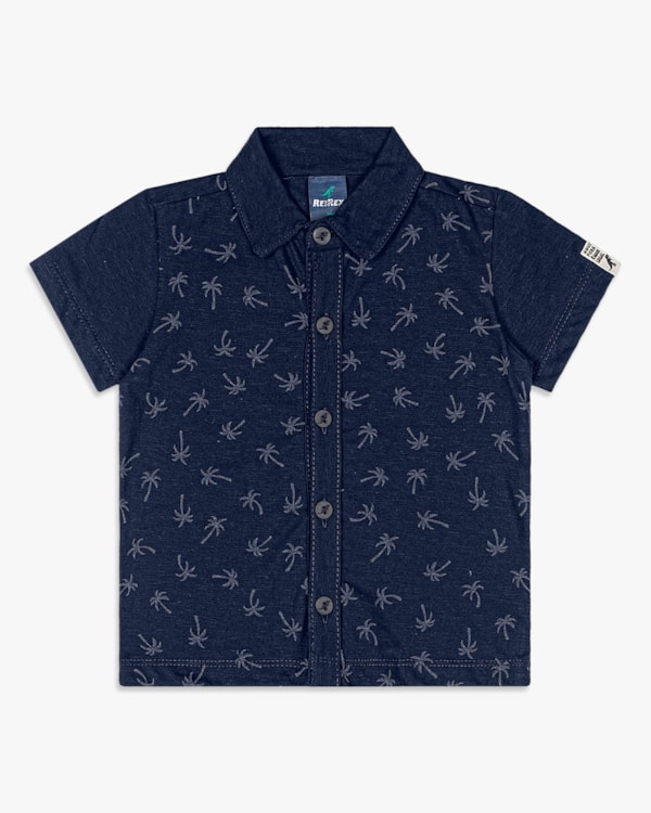 Camisa Infantil Menino Manga Curta Estampada - ReiRex - Oxford