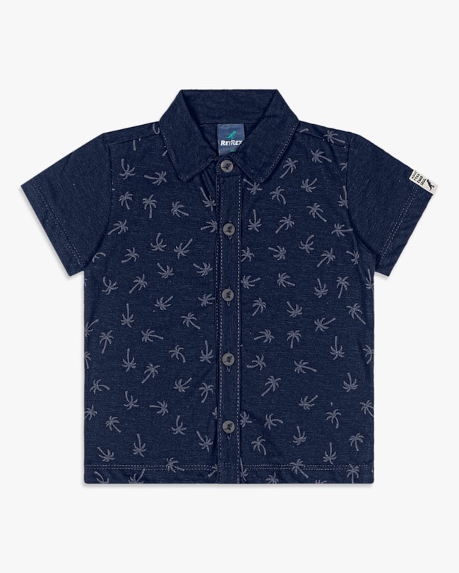 Camisa Infantil Menino Manga Curta Estampada - ReiRex - Oxford-d529f969-a149-47cb-80e5-6404d7fdbd82