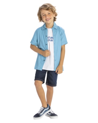 Camisa Infantil Menino ReiRex Celeste