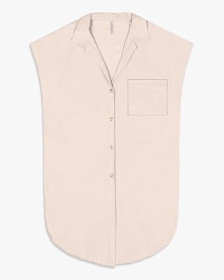 Camisa Long Feminina em Viscose Linho - Cereja Rosa - Areia