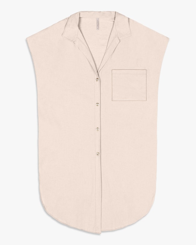 Camisa Long Feminina em Viscose Linho - Cereja Rosa - Areia-67963e14-1eea-4979-95a2-08296493af0c