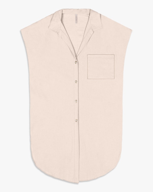 Camisa Long Feminina em Viscose Linho - Cereja Rosa - Areia