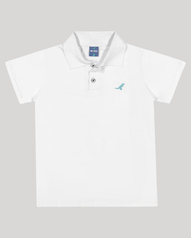 Camisa Polo Básica Infantil Masculino - ReiRex - Branco-f389484c-0685-4a49-8dfd-fda3276b34a4
