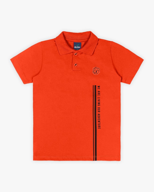Camisa Polo Infantil Masculina em Meia Malha - Reirex - Carrot-7f4a9165-917f-4148-827a-755e3c527ee3
