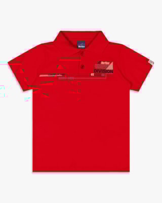 Camisa Polo Infantil Menino com Estampa Relevo - ReiRex - Tomato