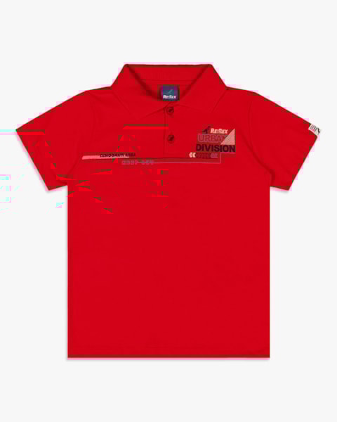 Camisa Polo Infantil Menino com Estampa Relevo - ReiRex - Tomato
