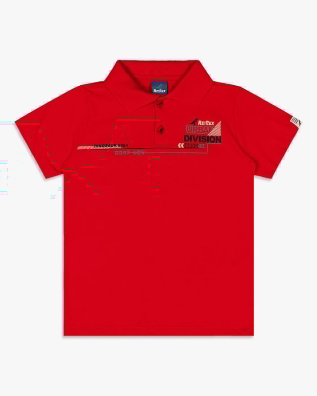 Camisa Polo Infantil Menino com Estampa Relevo - ReiRex - Tomato-1c99c94c-f3d0-4a8e-8de8-6e4040b2e897