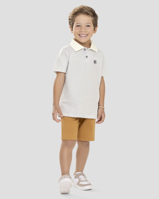 Camisa Polo Infantil Menino em Malha Listrada ReiRex Branco-c61735ac-d8ef-4675-8571-c1ae6ff6e377