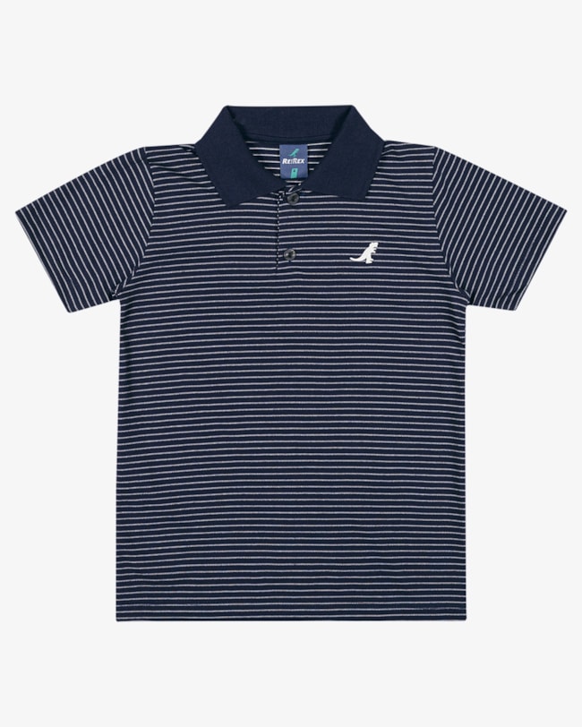 Camisa Polo Infantil Menino em Malha Listrada - ReiRex - Oxford-992de23b-4147-4d65-8b0c-98cc54425233