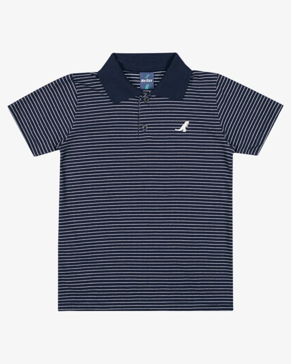 Camisa Polo Infantil Menino em Malha Listrada - ReiRex - Oxford