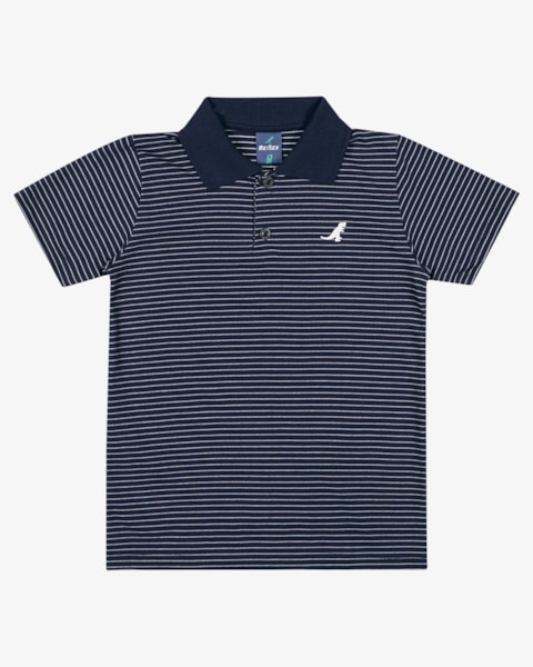 Camisa Polo Infantil Menino em Malha Listrada - ReiRex - Oxford