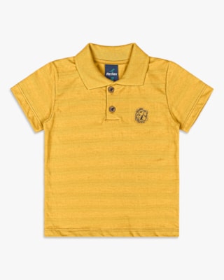 Camisa Polo Infantil Menino em Meia Malha Trabalhada - ReiRex - Mostarda