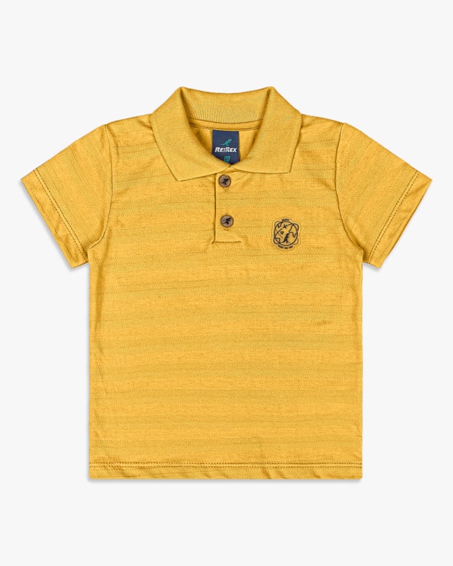 Camisa Polo Infantil Menino em Meia Malha Trabalhada - ReiRex - Mostarda-78af1775-945e-4ab3-939c-58207ce969fe