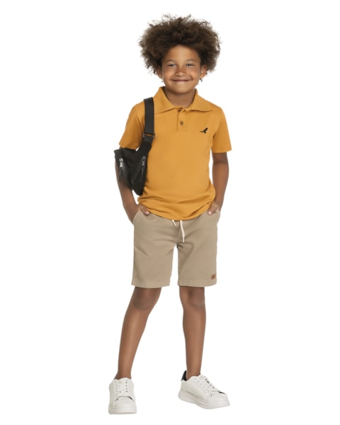 Camisa Polo Menino ReiRex Básica - POLEN