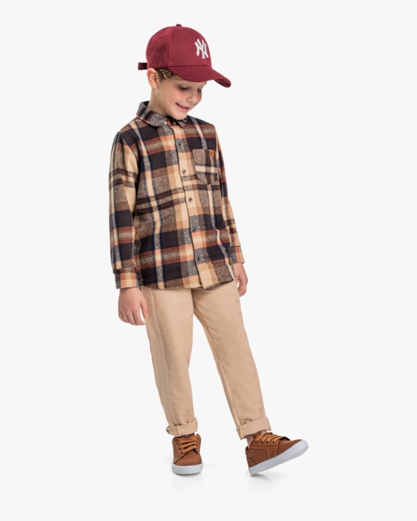Camisa Xadrez Infantil Menino em Flanela com Manga Longa - ReiRex - Teddy