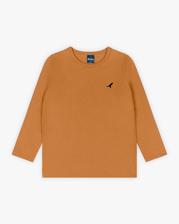 Camiseta Básica Infantil Menino com Manga Longa - ReiRex - Gengibre