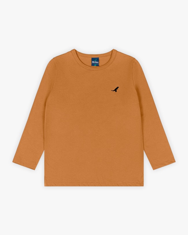 Camiseta Básica Infantil Menino com Manga Longa - ReiRex - Gengibre-57b369fe-4641-48da-afe3-e22683b8a454