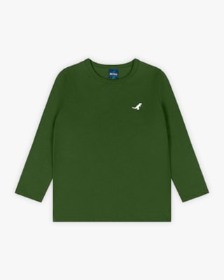 Camiseta Básica Infantil Menino com Manga Longa - ReiRex - Militar