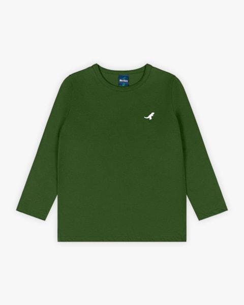 Camiseta Básica Infantil Menino com Manga Longa - ReiRex - Militar
