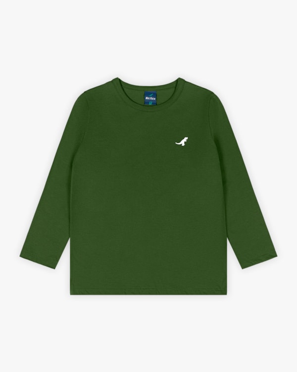 Camiseta Básica Infantil Menino com Manga Longa - ReiRex - Militar