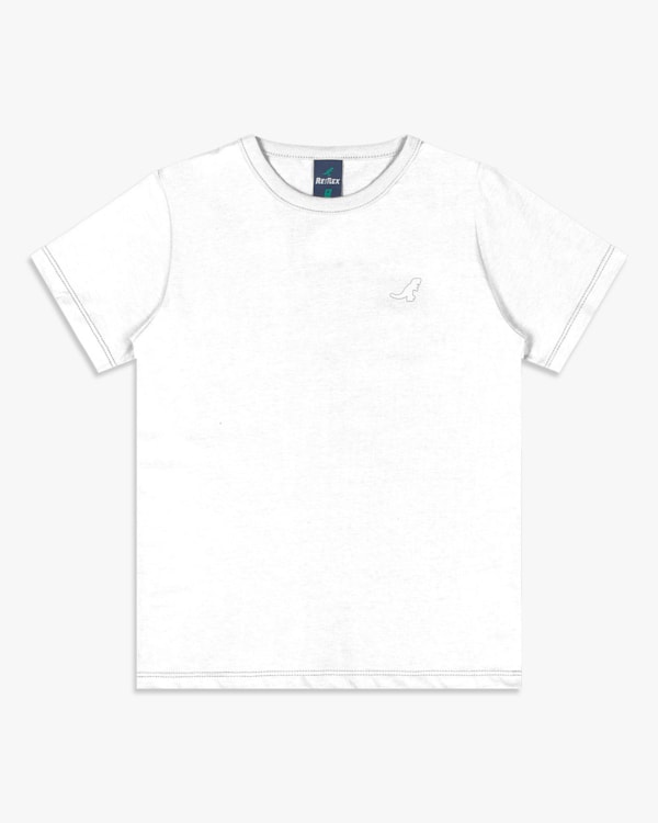 Camiseta Básica Infantil Menino em Meia Malha - ReiRex - Branco