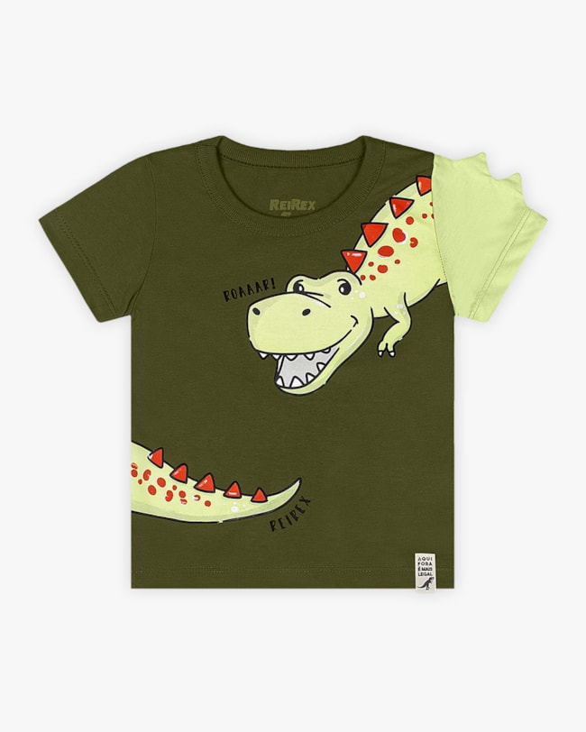 Camiseta Bebê com Estampa Dinossauro e Escamas - ReiRex - Oliveira-e9e11e06-5800-4e84-a532-1eb8c6bd4088