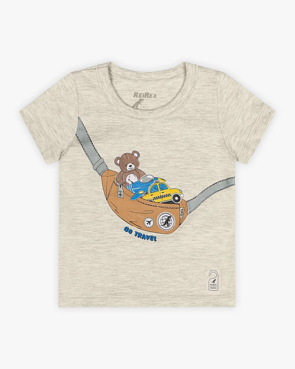 Camiseta Bebê Estampada em Meia Malha - ReiRex - Mescla