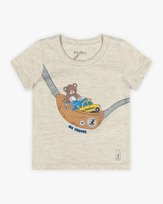 Camiseta Bebê Estampada em Meia Malha - ReiRex - Mescla-c9d0ba63-8e01-405d-9f8b-eb72af3de013