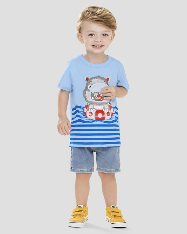 Camiseta Bebê Menino com Hipopótamo Interativo ReiRex Azul-73e60961-afe2-456c-9103-a1f39a84da60