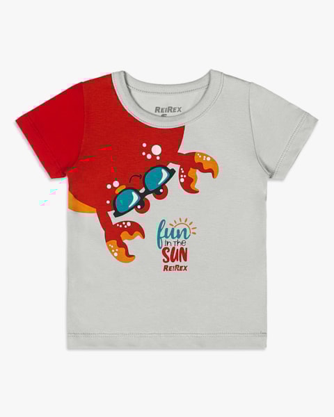 Camiseta Bebê Menino em Meia Malha com Estampa - ReiRex -Elegance