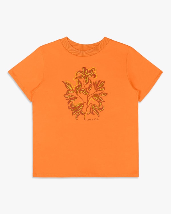 Camiseta Feminina com Estampa Relevo em Meia Malha - Cereja Rosa - Nectarine