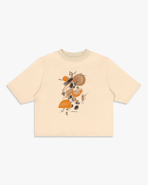 Camiseta Feminina em Meia Malha com Retilínea - Cereja Rosa - Tapioca