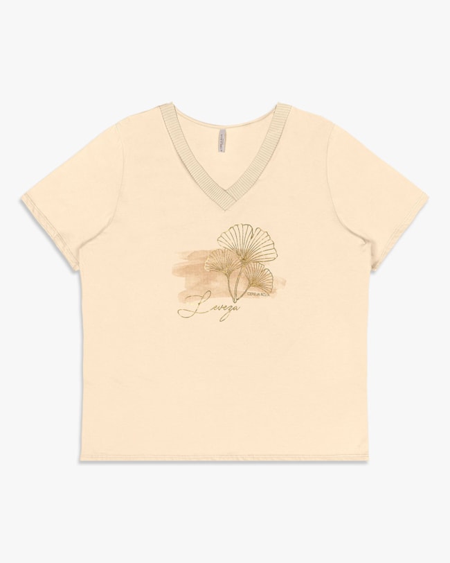 Camiseta Feminina Plus Size com Decote V Retilínea - Cereja Rosa - Tapioca-6ffb0d8d-bc88-43b7-85e9-5234613d61d2