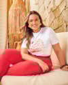 Camiseta Feminina Plus Size Estampa Tropical - Cereja Rosa - Branco-1a3646da-7932-496d-aa72-1088e557e2fa