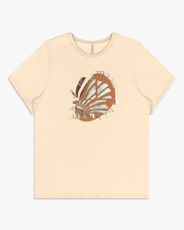 Camiseta Feminina Plus Size Estampa Tropical - Cereja Rosa - Tapioca