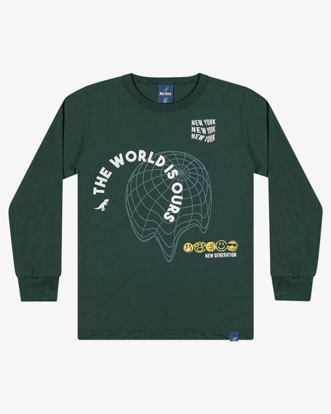 Camiseta Infantil em Meia Malha com Estampa ReiRex -Verde-b0f138ab-8853-439f-bf17-b5e2682c724d