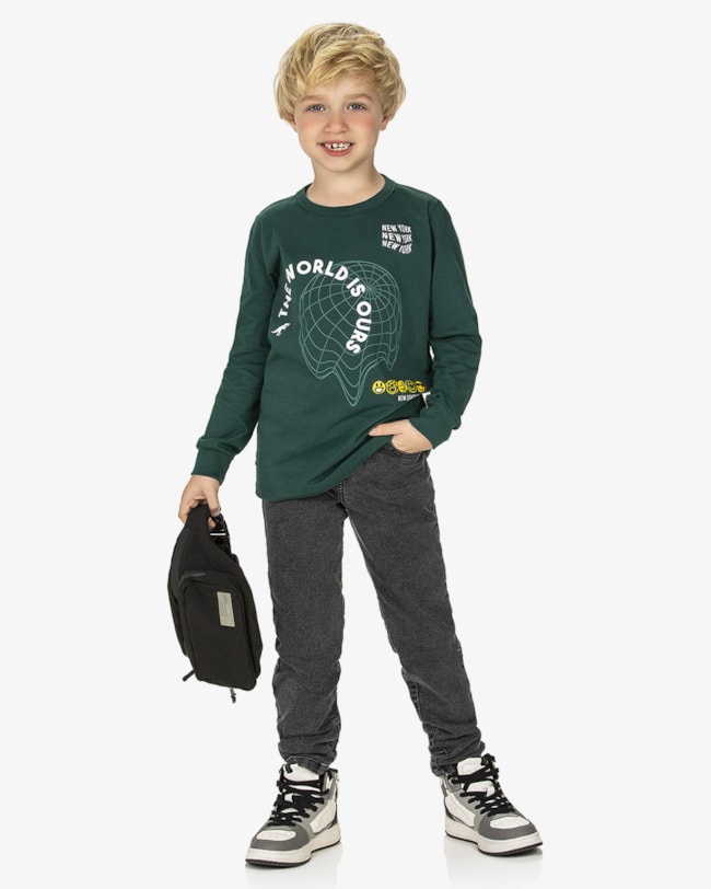 Camiseta Infantil em Meia Malha com Estampa ReiRex -Verde-f65e27f5-a8ad-40a1-9cea-467b2c249acc