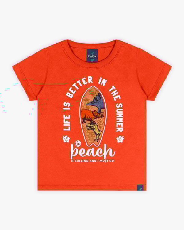 Camiseta Infantil em Meia Malha Estampa Dinossauro - ReiRex - Carrot