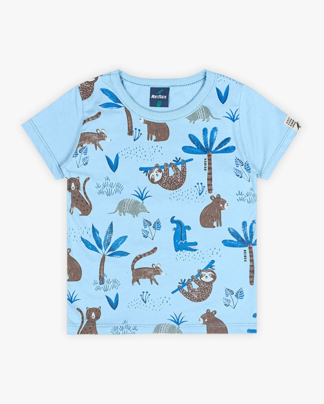 Camiseta Infantil Estampada em Meia Malha - ReiRex - Azul-58fe404a-7956-4b37-b77b-1cc244b33485