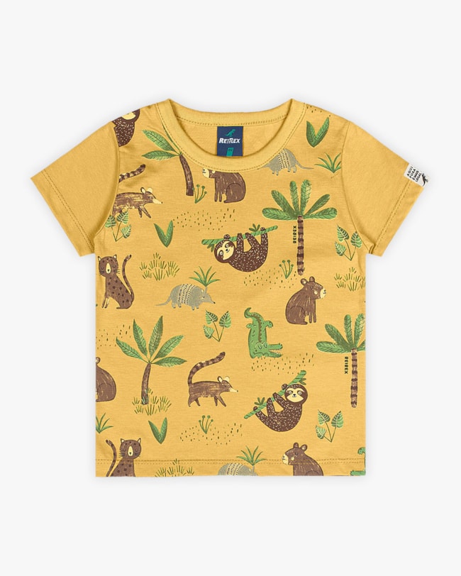 Camiseta Infantil Estampada em Meia Malha - ReiRex - Mostarda-d47bf57d-c12c-4c3b-b6c5-b678c86875e7