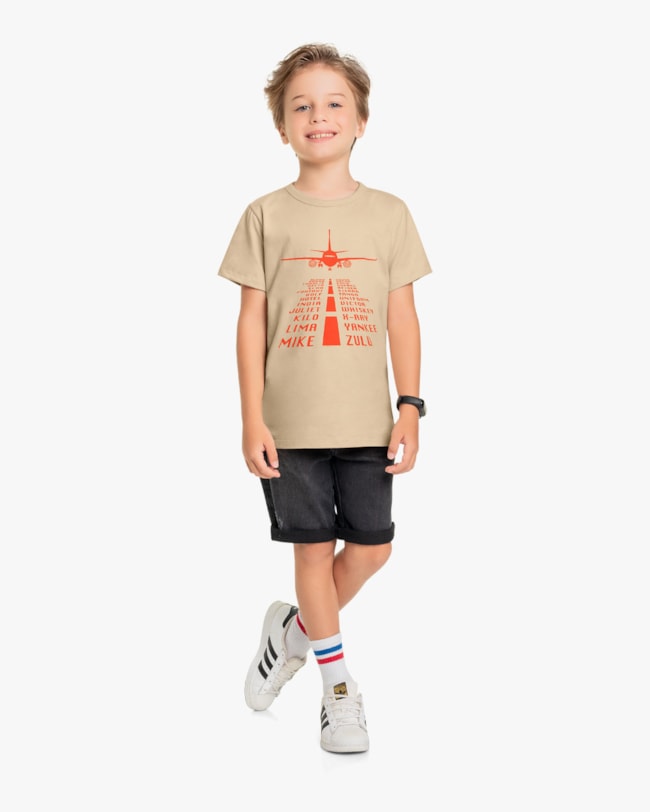 Camiseta Infantil Manga Curta Estampa Decolagem - ReiRex - Deserto-d6bb5d39-2179-44de-82bc-9823eb9035d3
