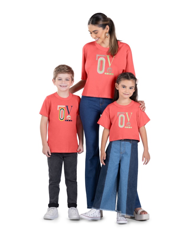 Camiseta Infantil Masculina Estampa Mãe e Filhos - Rei Rex - Lagosta 01-d7414001-c07c-4d51-be5d-44a5861de785