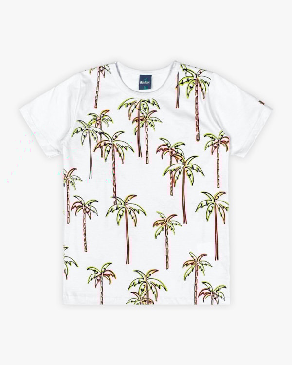 Camiseta Infantil Masculina Estampa Palmeiras - ReiRex - Branco