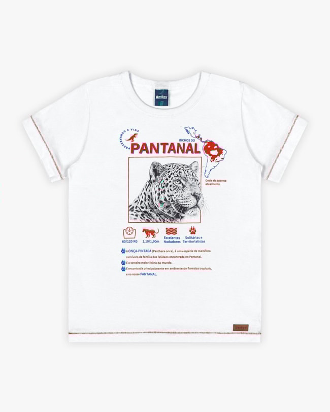 Camiseta Infantil Masculina Estampa Pantanal - ReiRex - Branco-38954370-36a9-4a83-b480-9c369abd3ce2