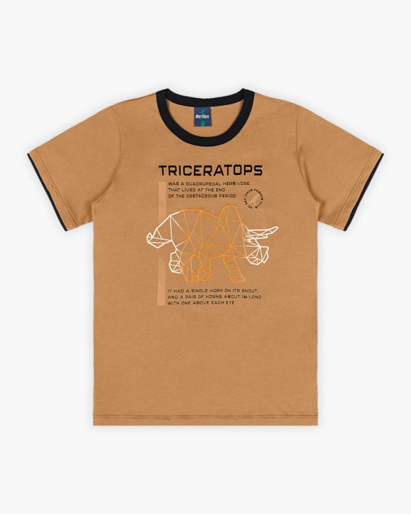 Camiseta Infantil Masculina Estampa Triceratops - ReiRex - Capim Dourado