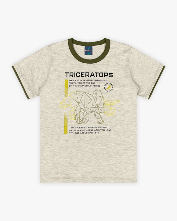 Camiseta Infantil Masculina Estampa Triceratops - ReiRex - Mescla