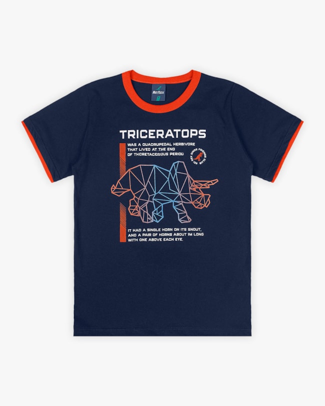 Camiseta Infantil Masculina Estampa Triceratops - ReiRex - Oxford-edc4529e-2b39-49e7-8410-8a33aeb67f58