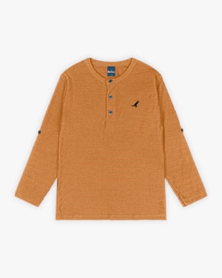 Camiseta Infantil Masculina Manga Longa com Botões - ReiRex - Gengibre-10