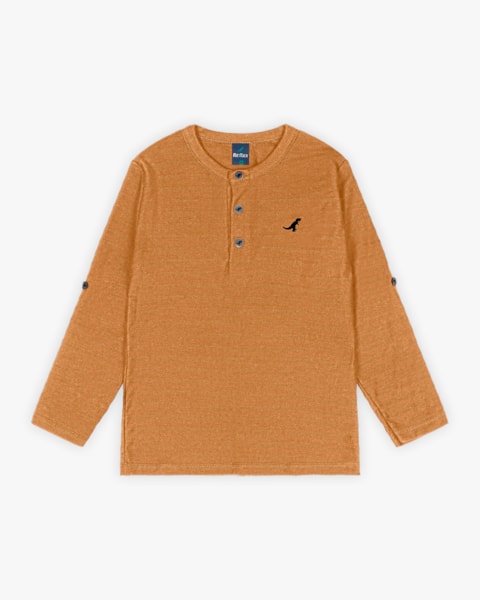 Camiseta Infantil Masculina Manga Longa com Botões - ReiRex - Gengibre